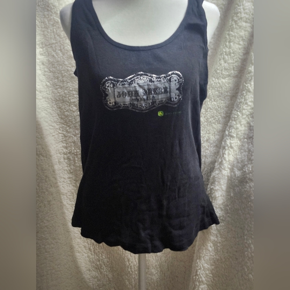 John Deere Black Tank Top with Gray Graphic Size XXL - Picture 2 of 4